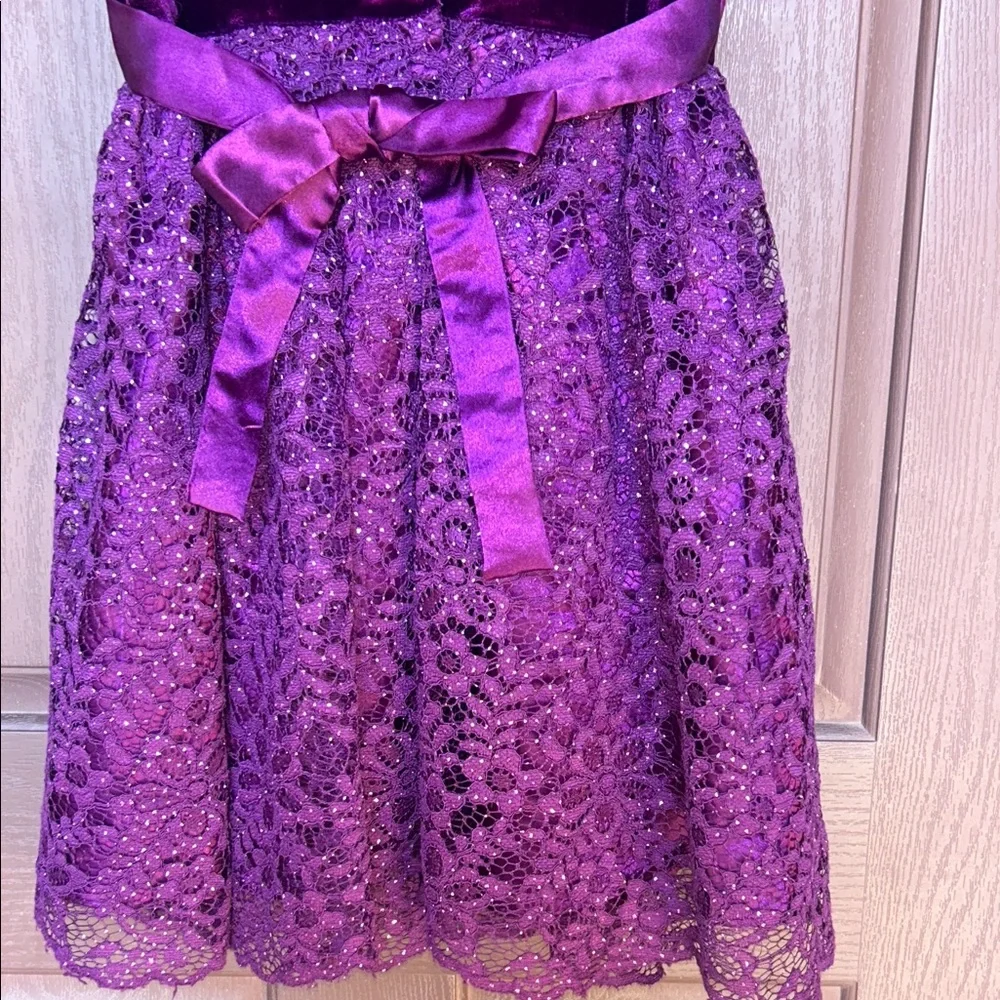 Jona Michelle Velvet and Lace Purple Kids Dress - Picture 6 of 15